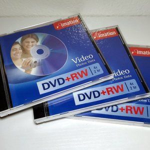 Imation 3 New Blank DVD+RW Discs for Video Photos & Data, 2 Hours Per Disc 4.7gb
